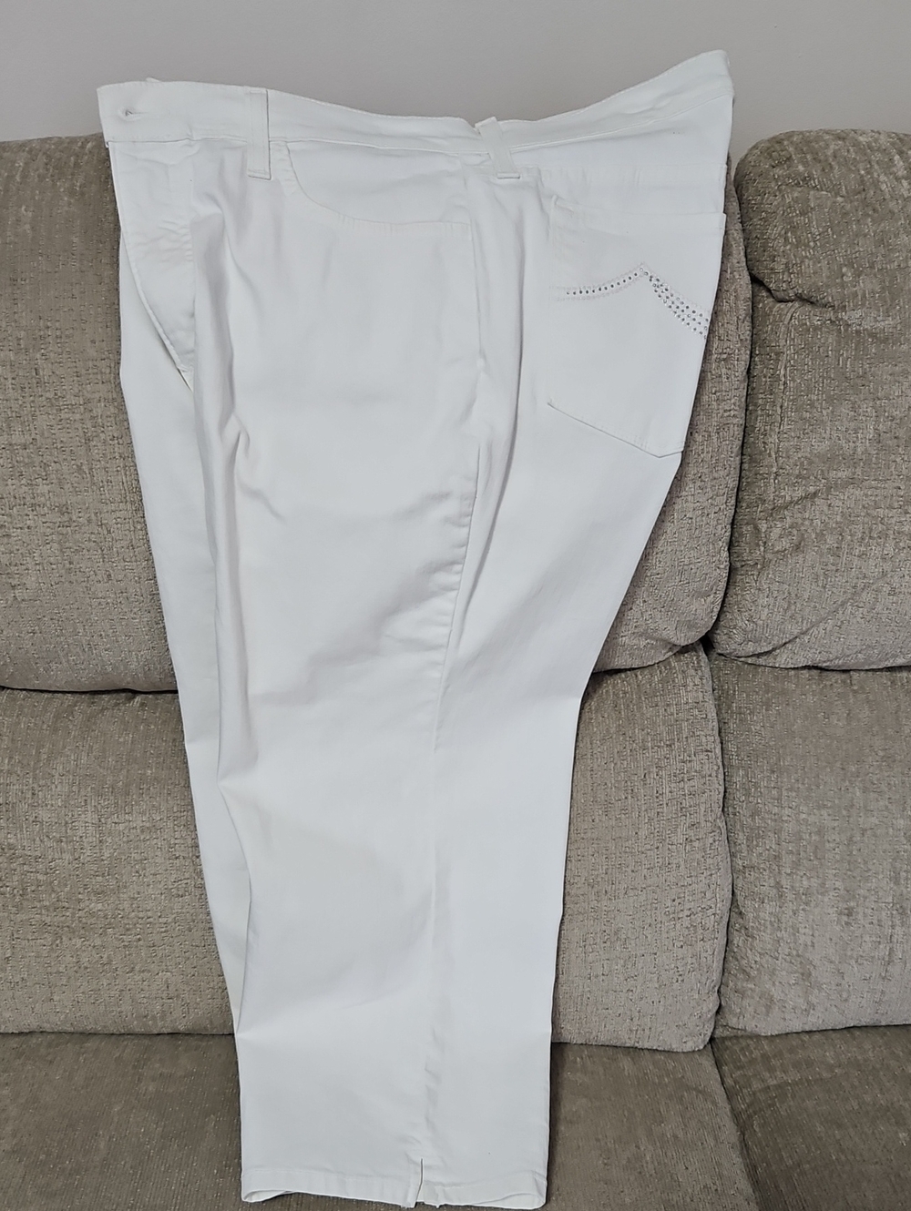 NYDJ White Women's Straight-Leg Pants with Studded Pocket Detail